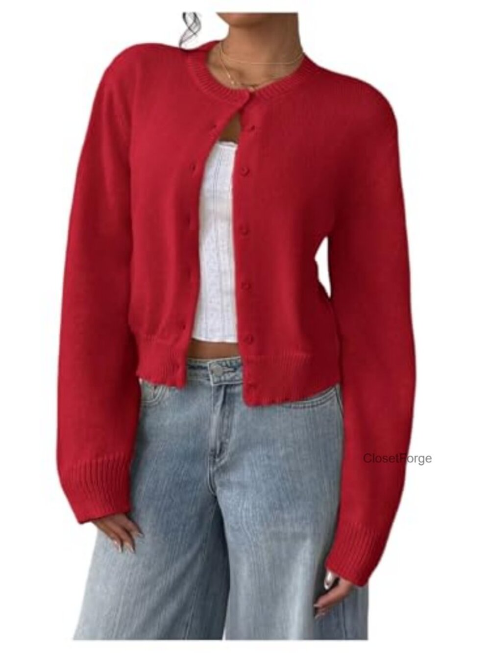 Women's Button Down Cardigan Lightweight Cropped Sweater
